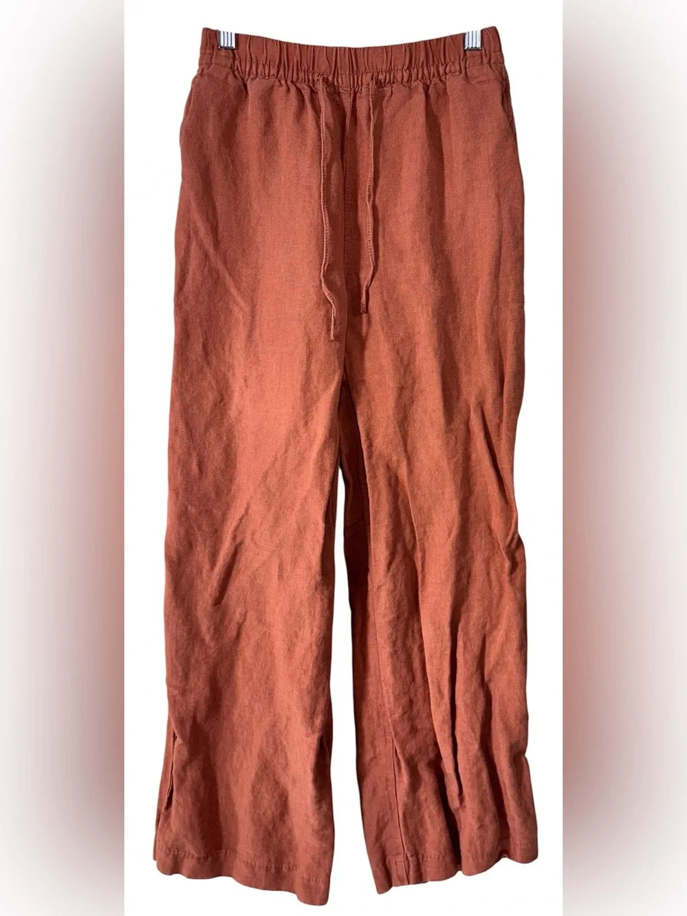 H&M Linen-Blend Pull-On Drawstring Wide Leg Trouser Pants | Women’s XS